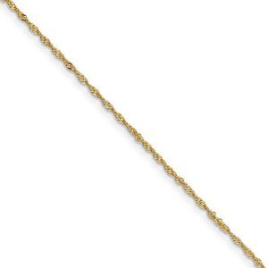 1.1mm, 14k Yellow Gold, D/C Singapore Chain Necklace, 30 Inch